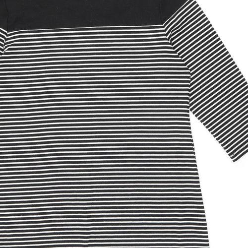 Gap Womens Black Striped Polyester Shift Size XL Boat Neck Pullover