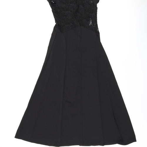 Balu Oke Womens Black Polyester A-Line Size M Boat Neck Zip