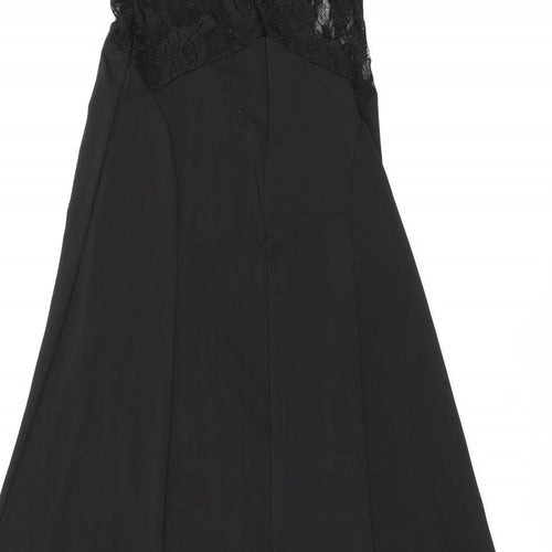 Balu Oke Womens Black Polyester A-Line Size M Boat Neck Zip