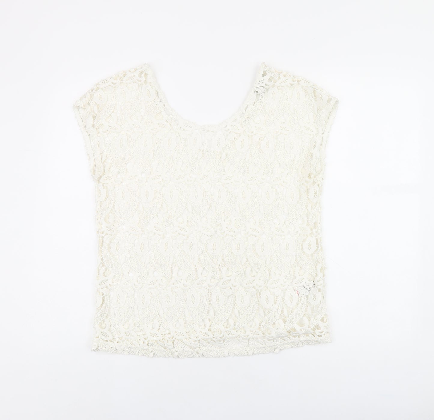 NEXT Womens White Polyester Basic T-Shirt Size 12 V-Neck