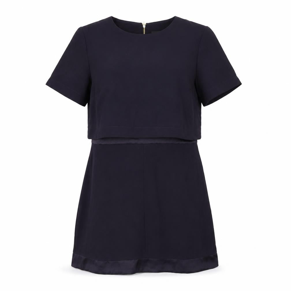 Topshop Womens Purple Polyester Shift Size 12 Round Neck Zip