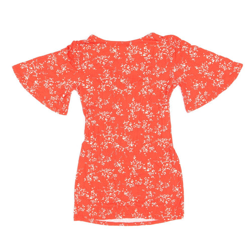 Envie de Fraise Womens Red Floral Polyester Basic T-Shirt Size 6 V-Neck - Size 6/8