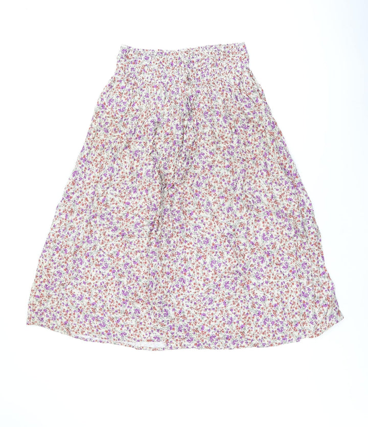 Envie de Fraise Womens Multicoloured Floral Polyester Swing Skirt Size 6 Drawstring