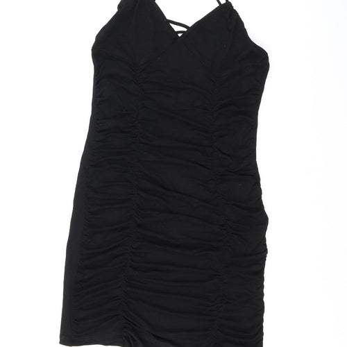 ASOS Womens Black Polyester Bodycon Size 10 V-Neck Pullover