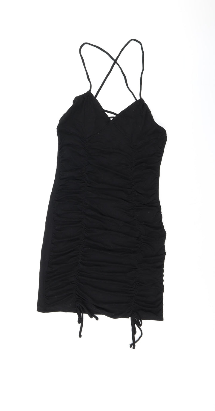 ASOS Womens Black Polyester Bodycon Size 10 V-Neck Pullover