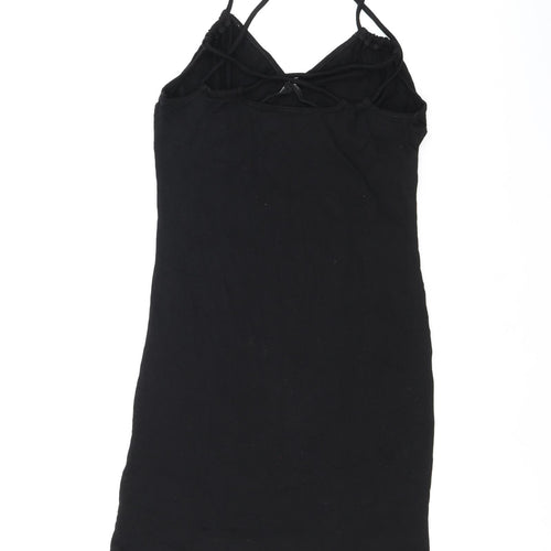 ASOS Womens Black Polyester Bodycon Size 10 V-Neck Pullover