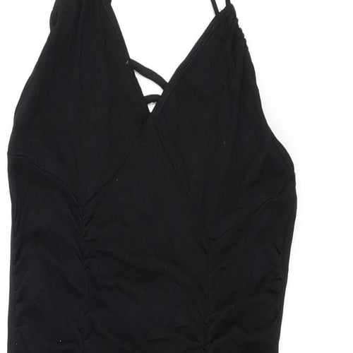 ASOS Womens Black Polyester Bodycon Size 10 V-Neck Pullover