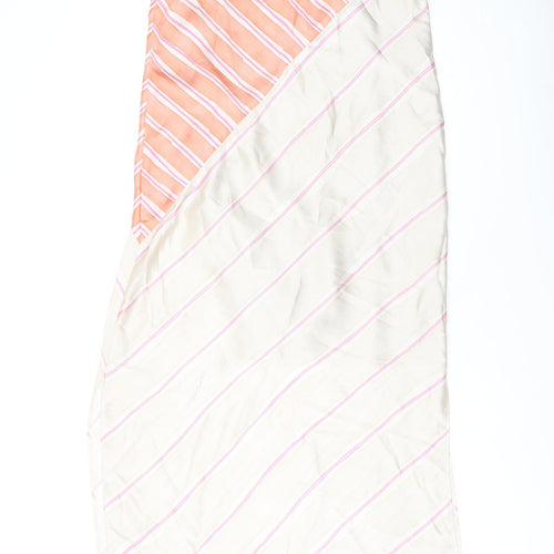 Zara Womens Beige Striped Polyester Shift Size S Round Neck Button