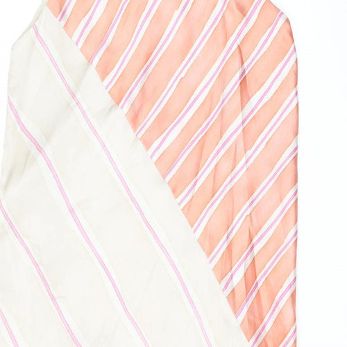 Zara Womens Beige Striped Polyester Shift Size S Round Neck Button