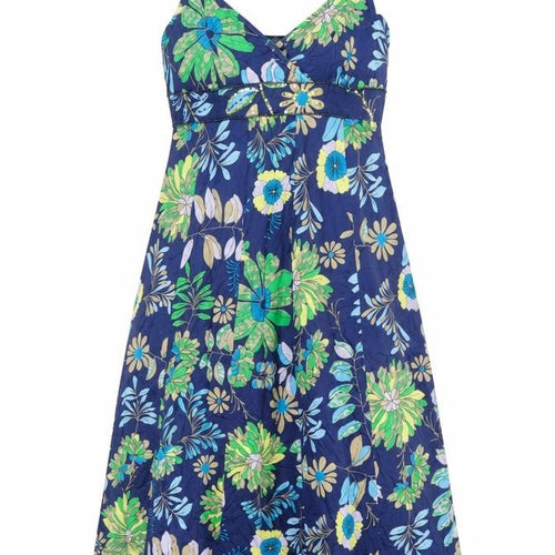 Debenhams Womens Black Floral Polyester A-Line Size 12 V-Neck Zip