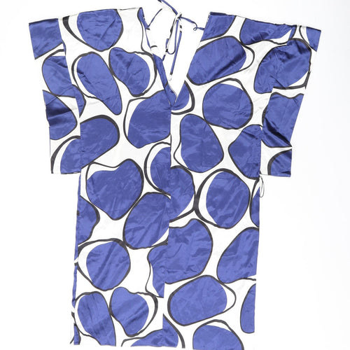 Oasis Womens White Geometric Polyester Shift Size 10 V-Neck Tie