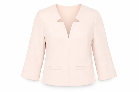 Front view of M&Co women’s pink jacket, size UK 12