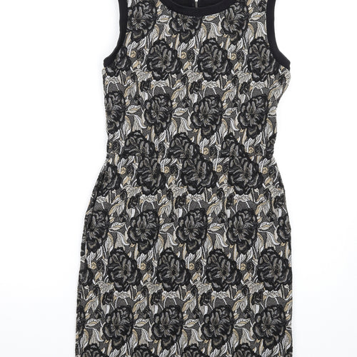 NEXT Womens Multicoloured Floral Polyester Pencil Dress Size 8 Round Neck Zip