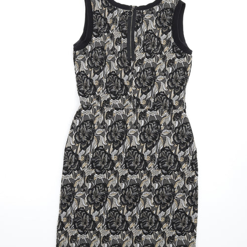 NEXT Womens Multicoloured Floral Polyester Pencil Dress Size 8 Round Neck Zip