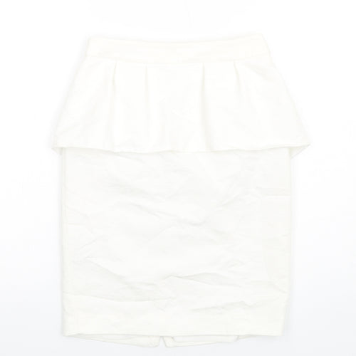 Mango Womens White Polyester Straight & Pencil Skirt Size 8 Zip - Peplum