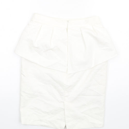 Mango Womens White Polyester Straight & Pencil Skirt Size 8 Zip - Peplum