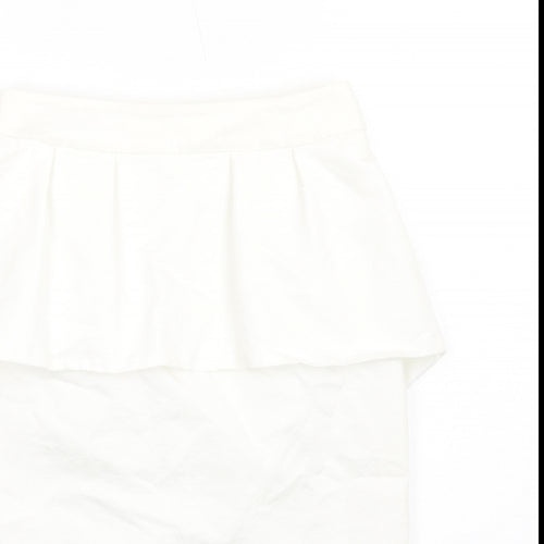 Mango Womens White Polyester Straight & Pencil Skirt Size 8 Zip - Peplum