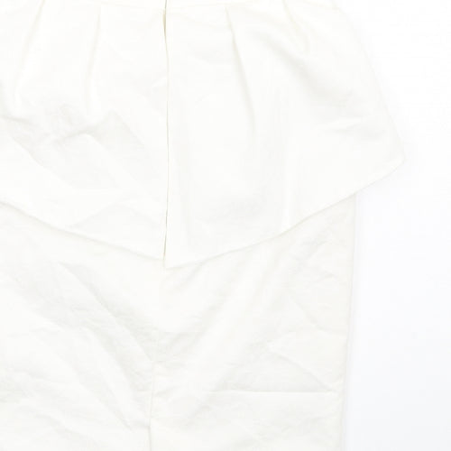Mango Womens White Polyester Straight & Pencil Skirt Size 8 Zip - Peplum