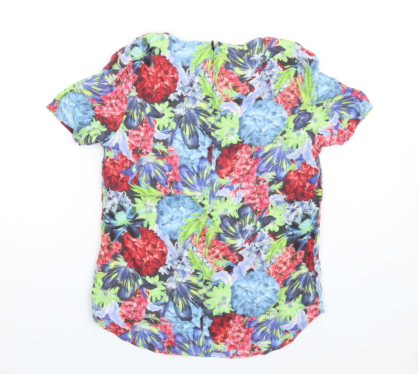 NEXT Womens Multicoloured Floral Viscose Basic T-Shirt Size 6 Round Neck