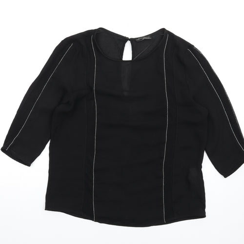 Zara Womens Black Viscose Basic T-Shirt Size S Round Neck