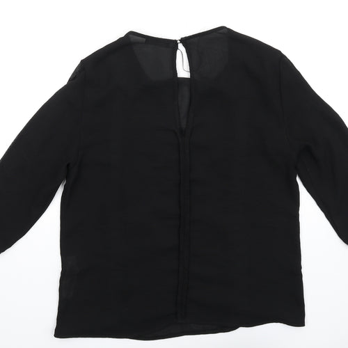 Zara Womens Black Viscose Basic T-Shirt Size S Round Neck