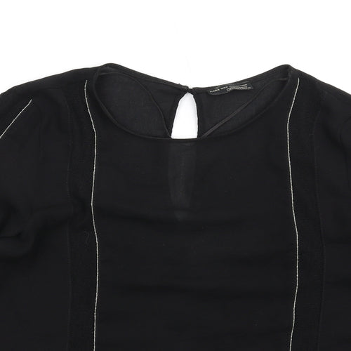 Zara Womens Black Viscose Basic T-Shirt Size S Round Neck