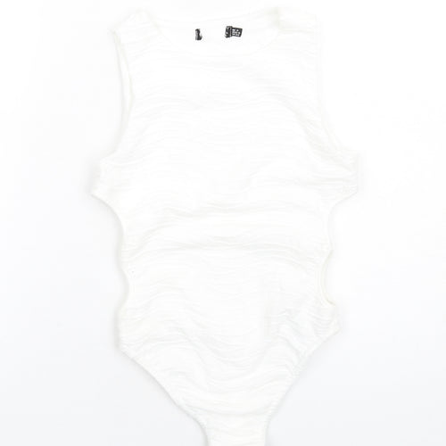 Boohoo Womens White Polyester Bodysuit One-Piece Size 4 Snap