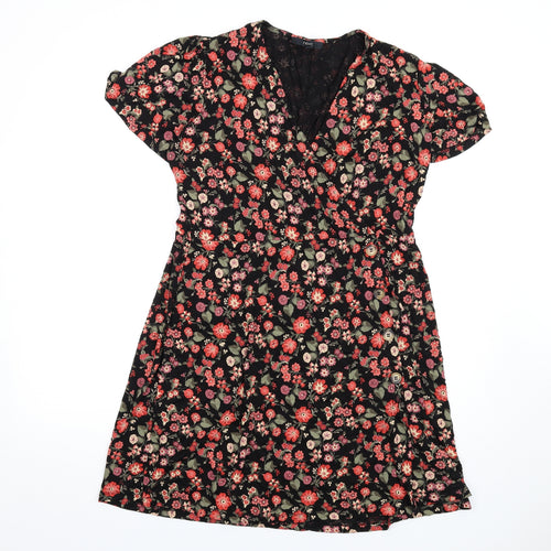 NEXT Womens Multicoloured Floral Viscose A-Line Size 18 V-Neck Pullover