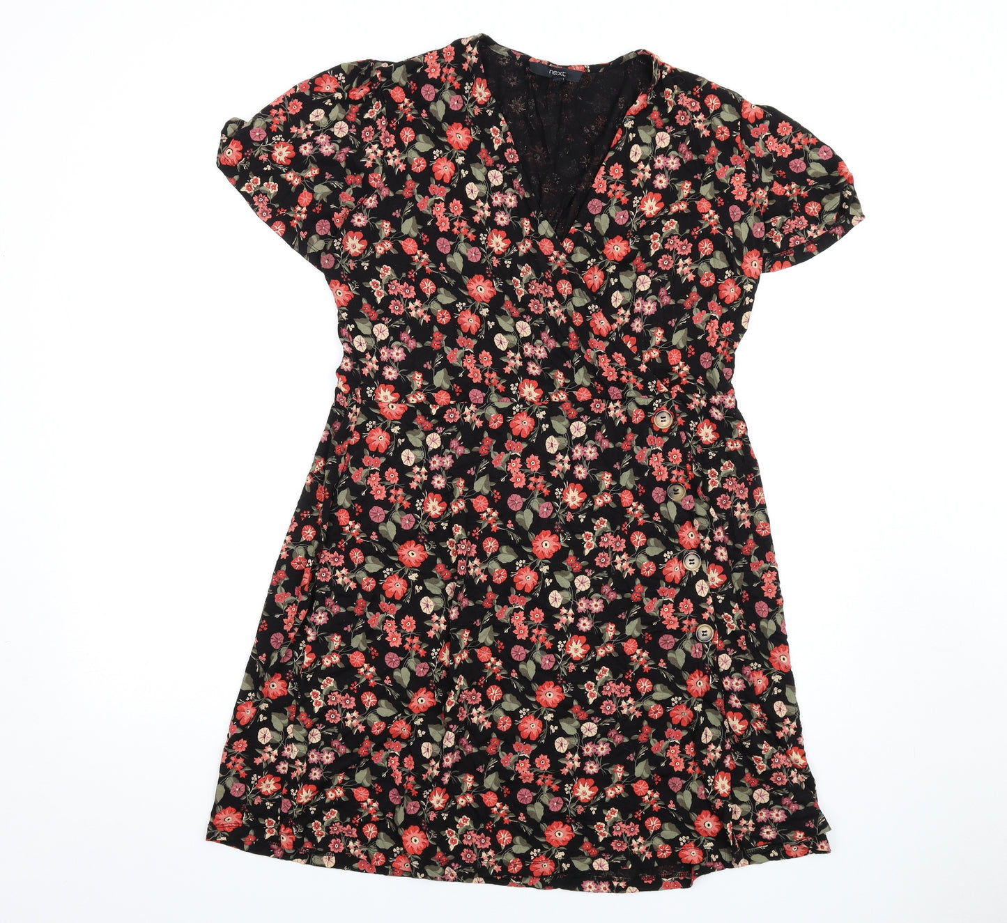NEXT Womens Multicoloured Floral Viscose A-Line Size 18 V-Neck Pullover