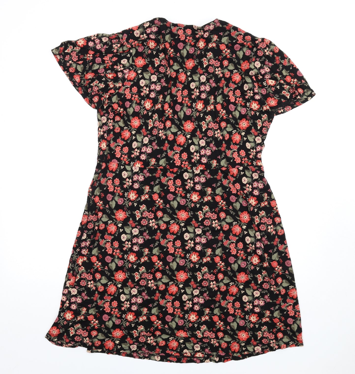 NEXT Womens Multicoloured Floral Viscose A-Line Size 18 V-Neck Pullover