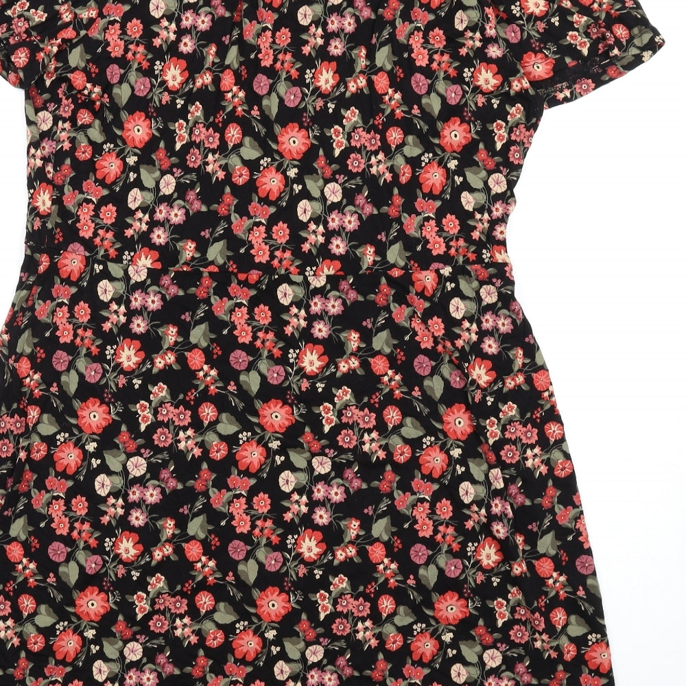 NEXT Womens Multicoloured Floral Viscose A-Line Size 18 V-Neck Pullover