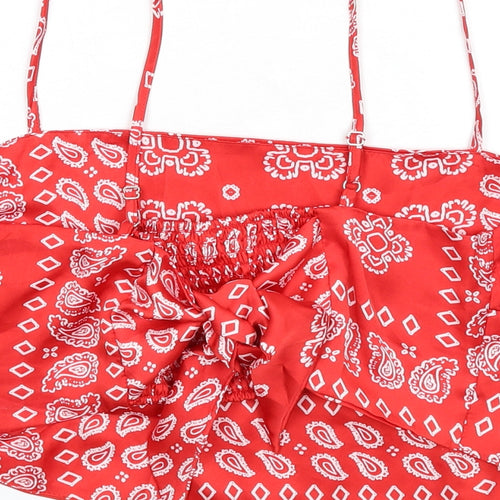 Stradivarius Womens Red Paisley Polyester Camisole T-Shirt Size L Square Neck