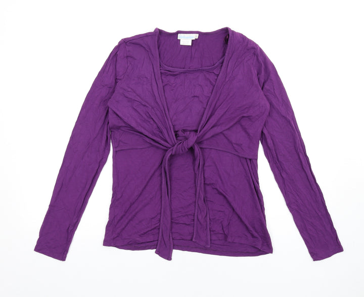 JoJo Maman Bébé Womens Purple Viscose Basic T-Shirt Size M Round Neck