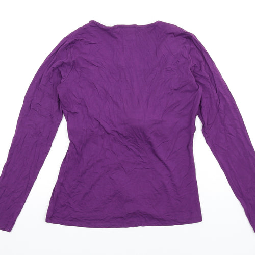 JoJo Maman Bébé Womens Purple Viscose Basic T-Shirt Size M Round Neck