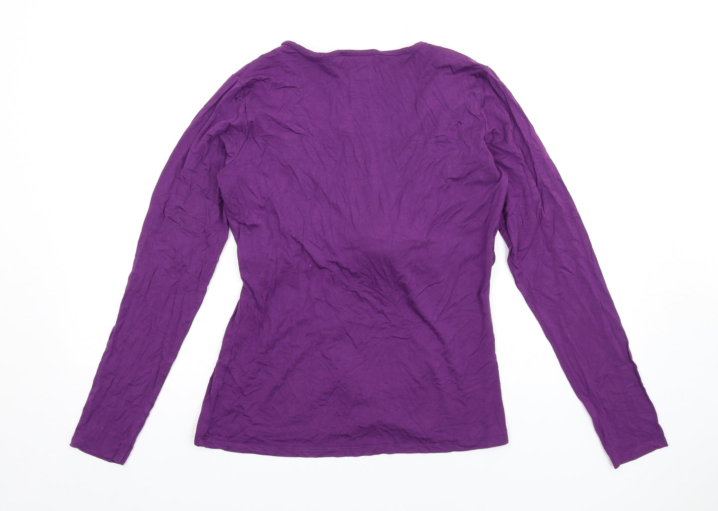 JoJo Maman Bébé Womens Purple Viscose Basic T-Shirt Size M Round Neck