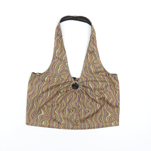 Urban Outfitters Womens Multicoloured Geometric Polyester Cropped Tank Size L Halter