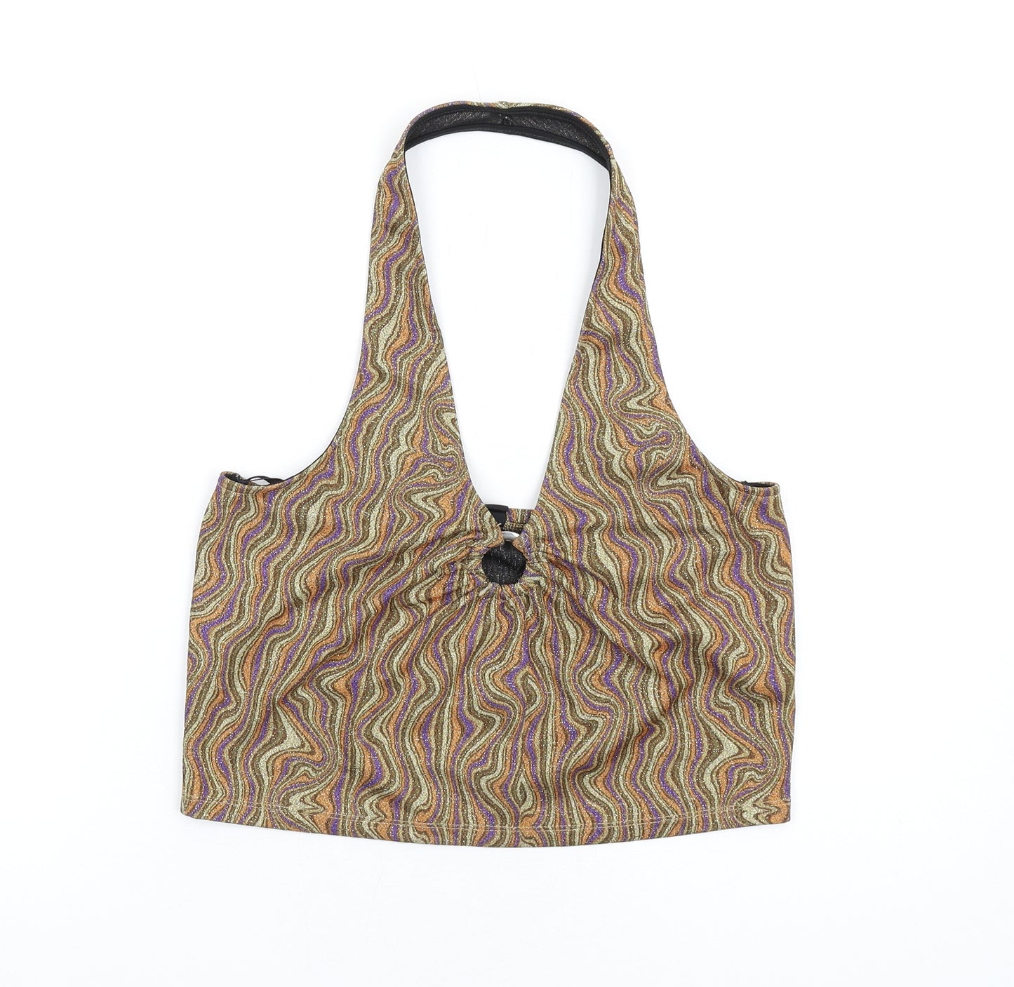 Urban Outfitters Womens Multicoloured Geometric Polyester Cropped Tank Size L Halter