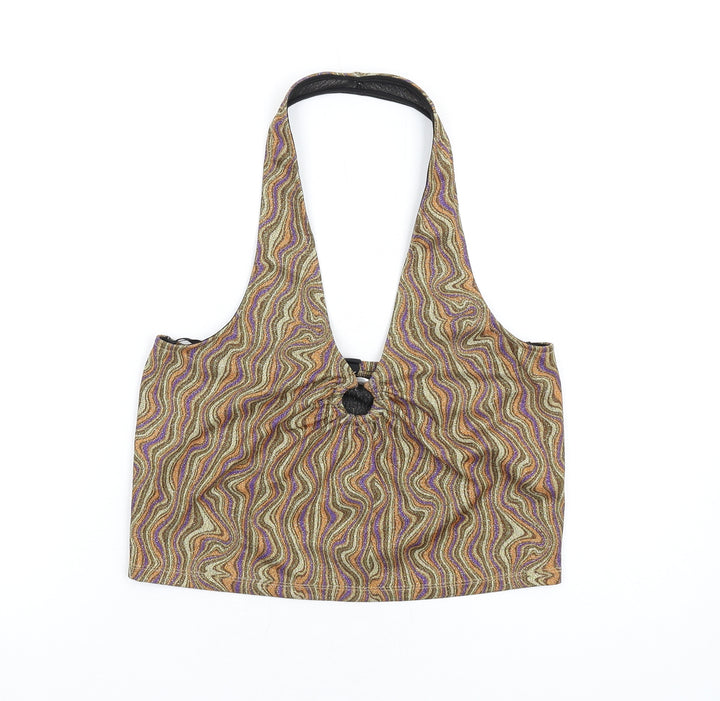 Urban Outfitters Womens Multicoloured Geometric Polyester Cropped Tank Size L Halter