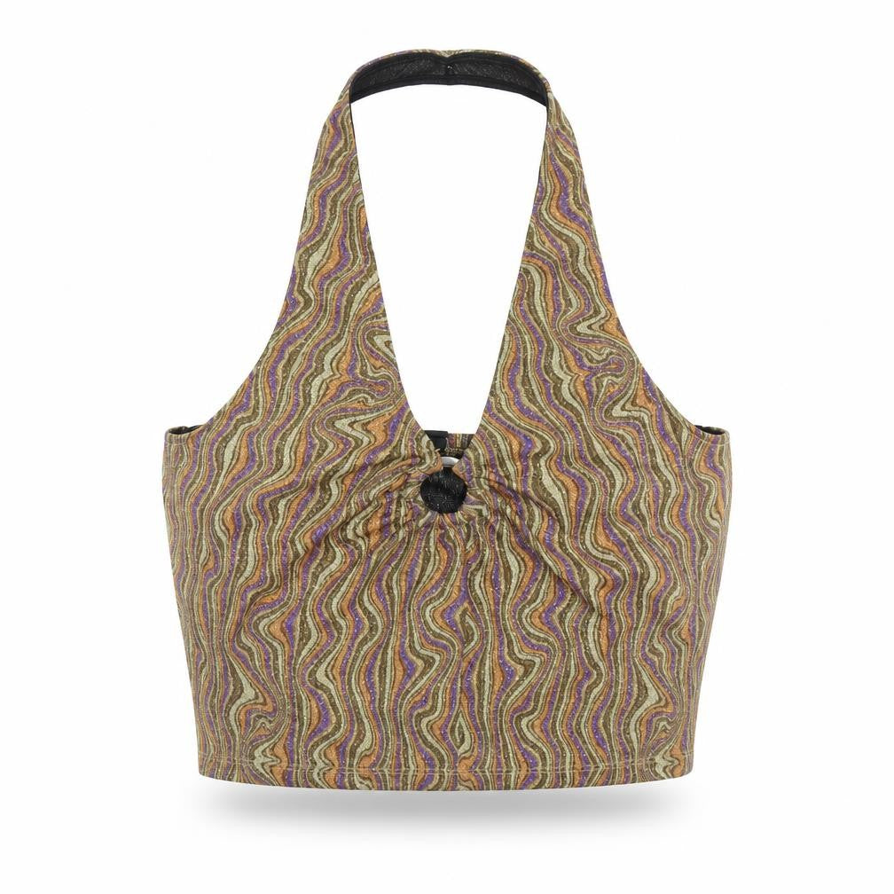 Urban Outfitters Womens Multicoloured Geometric Polyester Cropped Tank Size L Halter