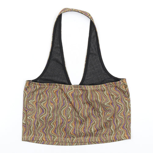 Urban Outfitters Womens Multicoloured Geometric Polyester Cropped Tank Size L Halter