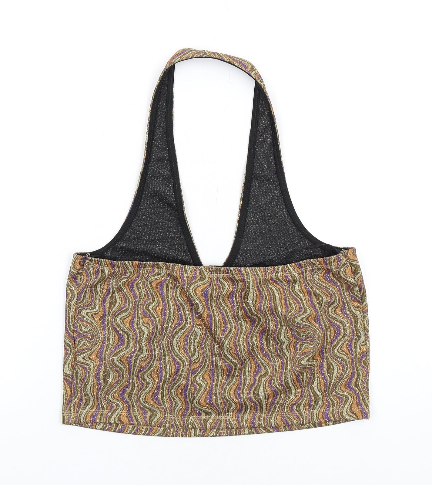 Urban Outfitters Womens Multicoloured Geometric Polyester Cropped Tank Size L Halter