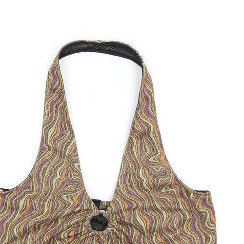 Urban Outfitters Womens Multicoloured Geometric Polyester Cropped Tank Size L Halter