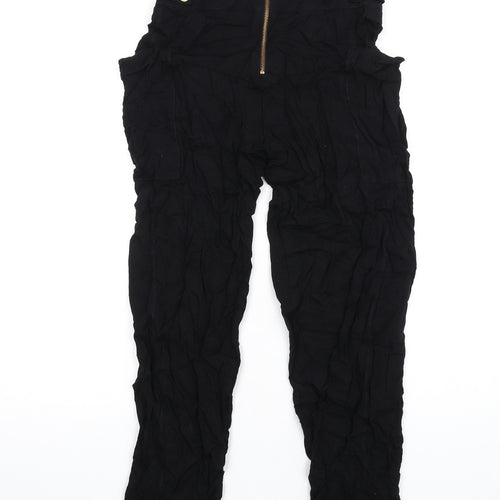 French Connection Womens Black Viscose Trousers Size 6 L29 in Regular Zip