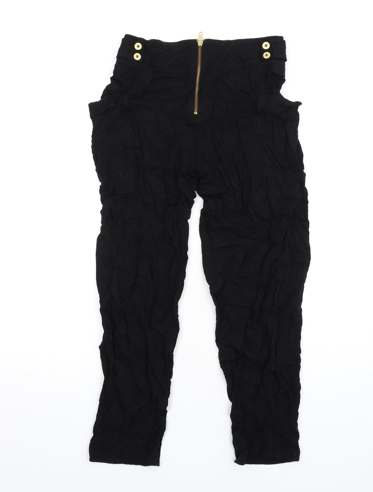 French Connection Womens Black Viscose Trousers Size 6 L29 in Regular Zip