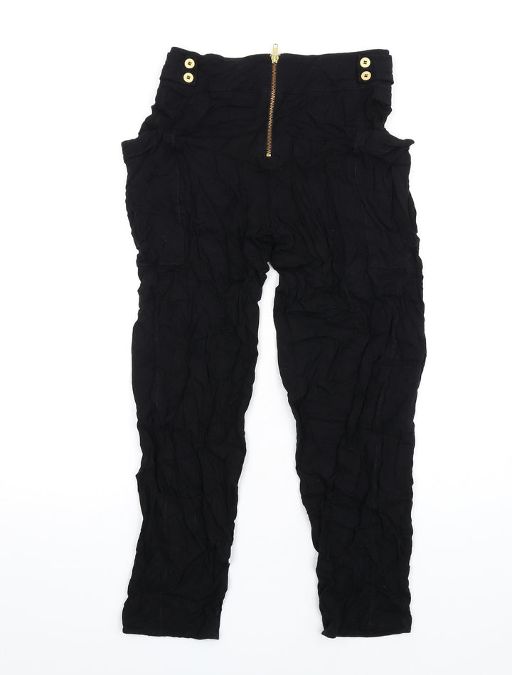 French Connection Womens Black Viscose Trousers Size 6 L29 in Regular Zip