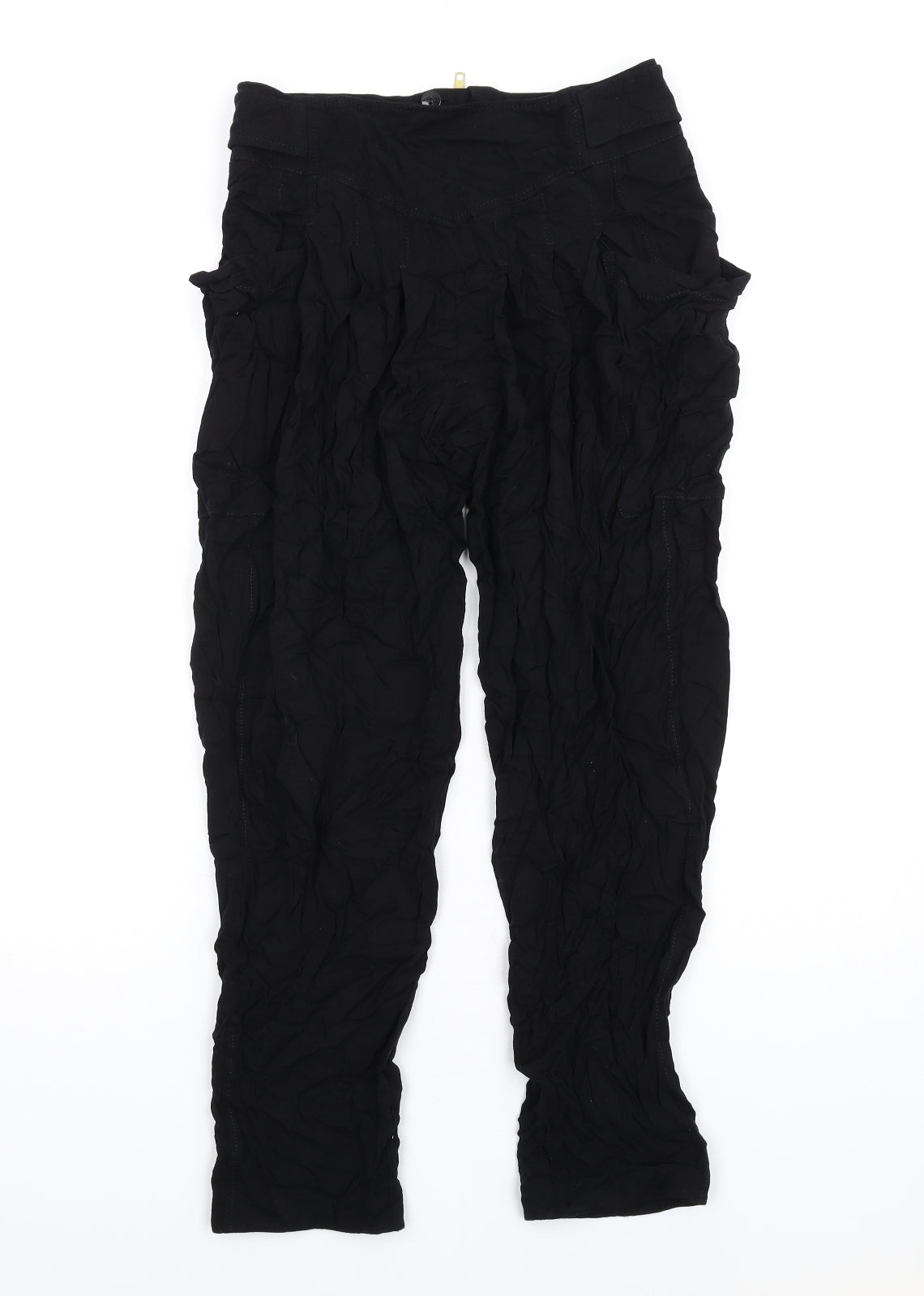 French Connection Womens Black Viscose Trousers Size 6 L29 in Regular Zip