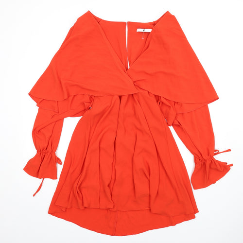 Very Womens Orange Polyester A-Line Size 12 V-Neck Button