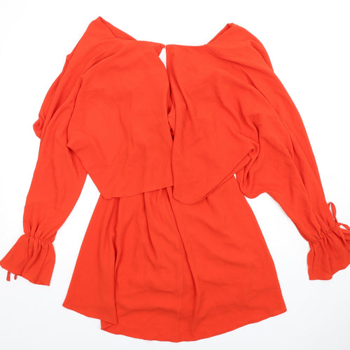 Very Womens Orange Polyester A-Line Size 12 V-Neck Button