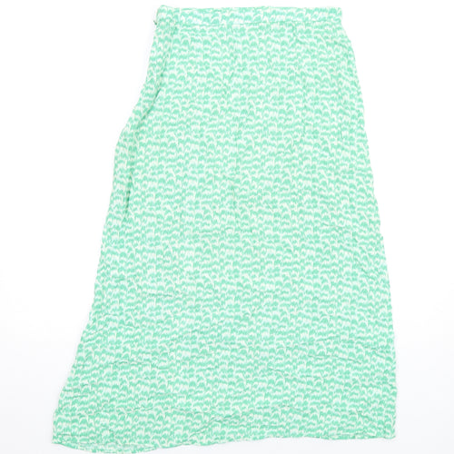 H&M Womens Green Geometric Viscose A-Line Skirt Size 10 Zip