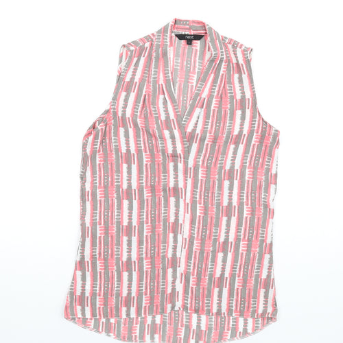 NEXT Womens Multicoloured Geometric Polyester Basic Blouse Size 6 V-Neck